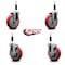 Service Caster 5'' Red Poly Wheel Swivel 7/8'' Expanding Stem Caster Set 2 Brakes, 4PK SCC-EX20S514-PPUB-RED-2-TLB-2-78 - alternate 4